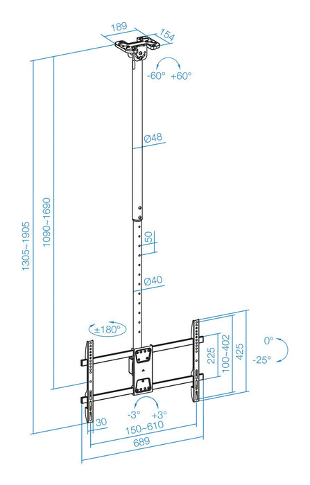 EAN 8433281014817 - TooQ LPCE1186TSLI-XL-B soporte para TV 2,18 m (86") imagen 8