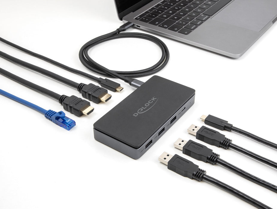 Delock 88271 Estación De Acoplamiento Usb Type-C 4k - Dual Hdmi Mst / Usb / Gigabit Lan / Pd 3.0 85 W