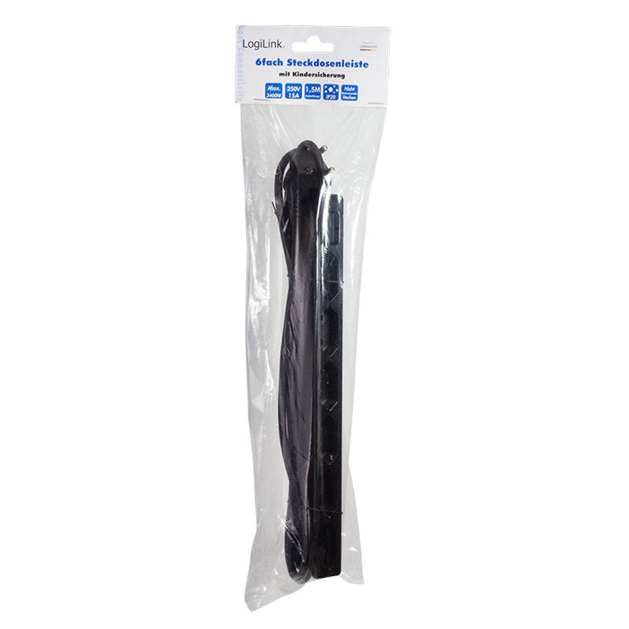Regleta Logilink Outlet Strip  Euro Sockets Black