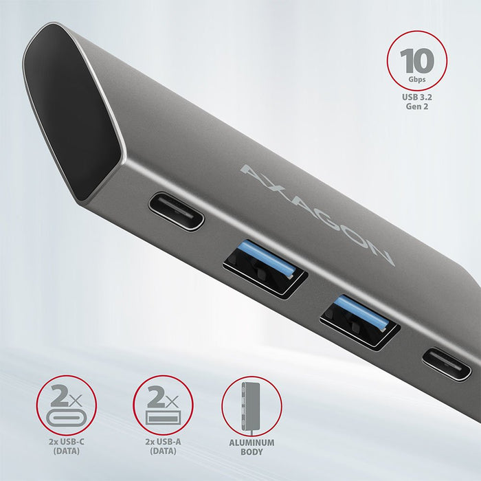 EAN 8595247905437 - Axagon HMC-4G2 hub de interfaz USB 3.2 Gen 2 (3.1 Gen 2) Type-C 10000 Mbit/s Gris imagen 4