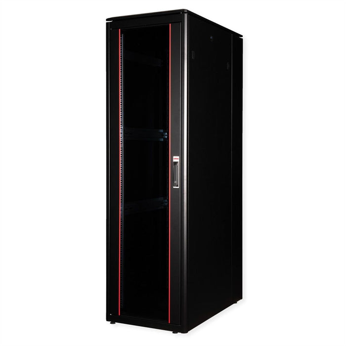 Roline 19-Zoll Netzwerkschrank Pro 42 He, 600x1000 Bxt Glastr Schwarz