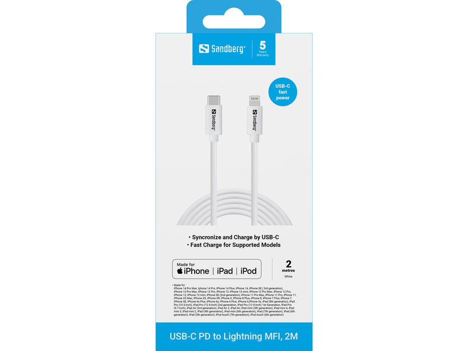 EAN 5705730136597 - Sandberg 136-59 cable de conector Lightning 2 m Blanco imagen 2