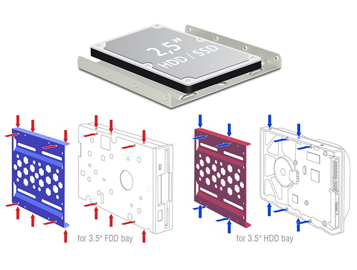 Marco De Instalación De Aluminio De Delock 2,5" A 3,5" Azul