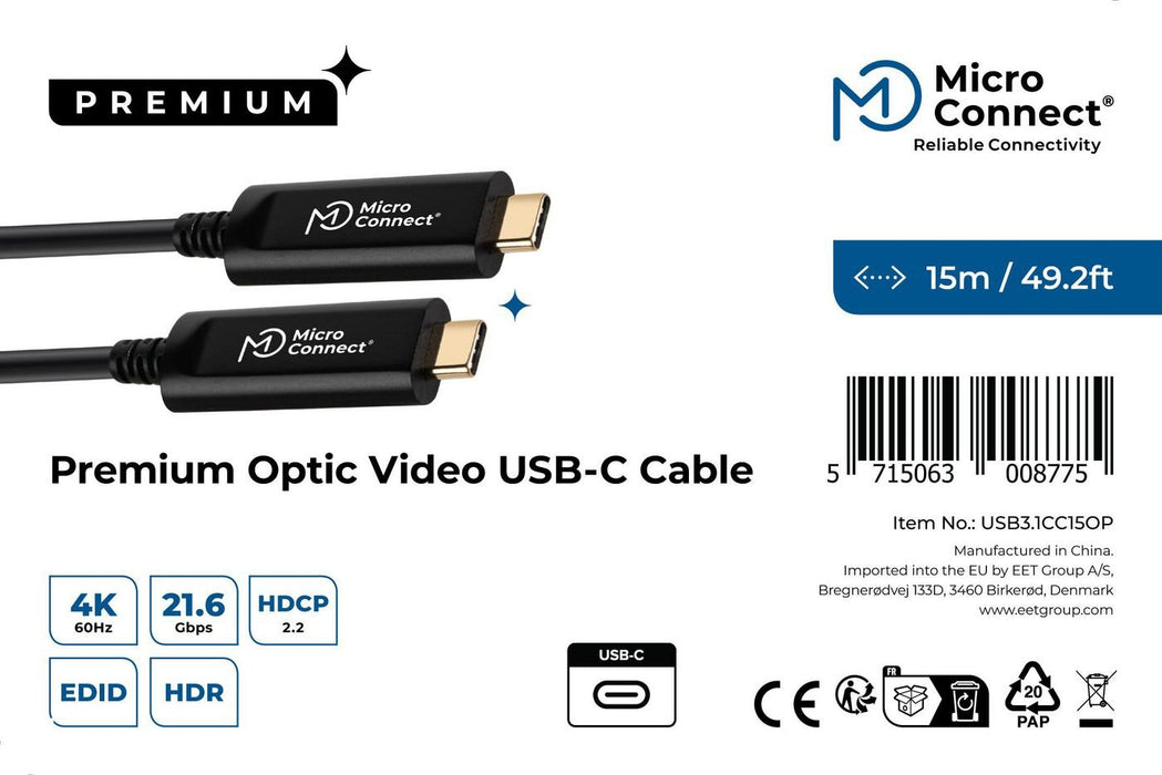 EAN 5715063008775 - Microconnect USB3.1CC15OP cable USB USB 3.2 Gen 1 (3.1 Gen 1) 15 m USB C Negro imagen 3