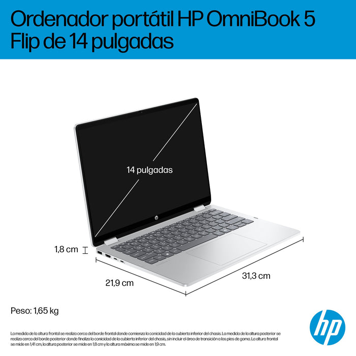 EAN 0199896061681 - HP OmniBook 5 Flip 2-in-1 Laptop 14-fp0045ns Intel Core 7 150U 35,6 cm (14") Pantalla táctil 2K 16 GB LPD imagen 6