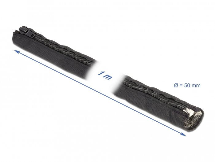 Delock Funda Trenzada De Blindaje Emi Con Cremallera Resistente Al Calor 1 Mx 50 Mm Negro