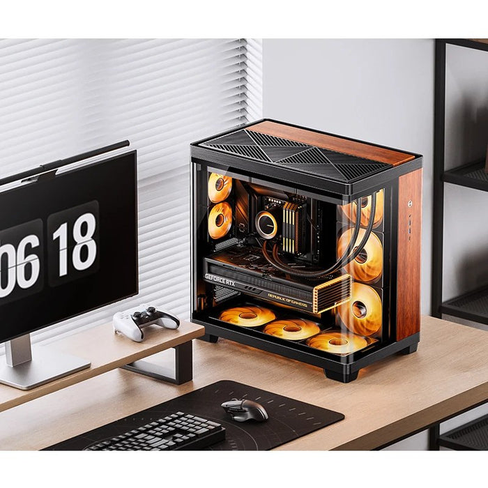 Caja Atx Jonsbo Tk-4 Wood Cristal Templado Negro