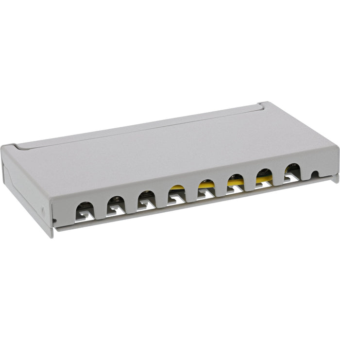 Patch Panel Inline Cat.6a 0.5u 8 Puertos, Montaje En Mesa/Pared, Gris Claro, Ral7035