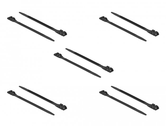Atacada De Cable De Delock Con Cabeza Doble De 250 Mm X 9 Mm De Negro, 10 Piezas 18889