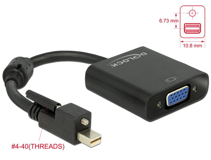 Delock Adaptador Mini Displayport 1.2 Macho Con Tornillo -> Vga Hembra Negro