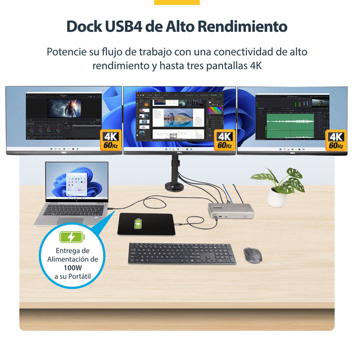 EAN 65030902885 - StarTech.com 150UE-USB4DOCKTRIPLE base para portátil y replicador de puertos Alámbrico Gris imagen 12