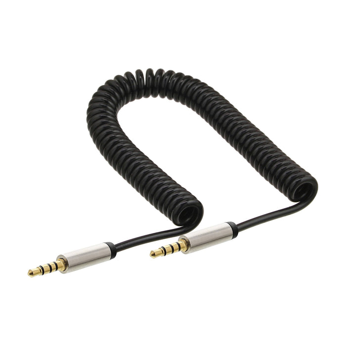 Cable En Espiral De Audio Inline De 3,5 Mm Macho A Macho De 4 Pines Estéreo De 0,5 M