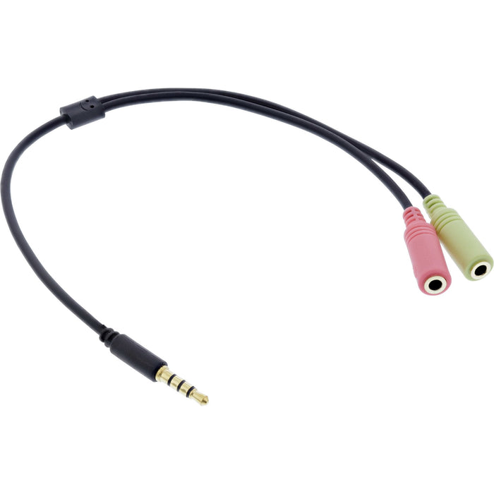 Cable Para Auriculares Inline Audio 3,5 Mm Macho 4 Pines A 2x 3,5 Mm 2 M
