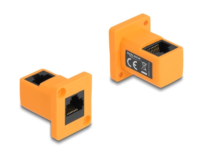 Delock 87997 Módulo Type-D Rj45 Hembra A Hembra Acodado 90° Naranja