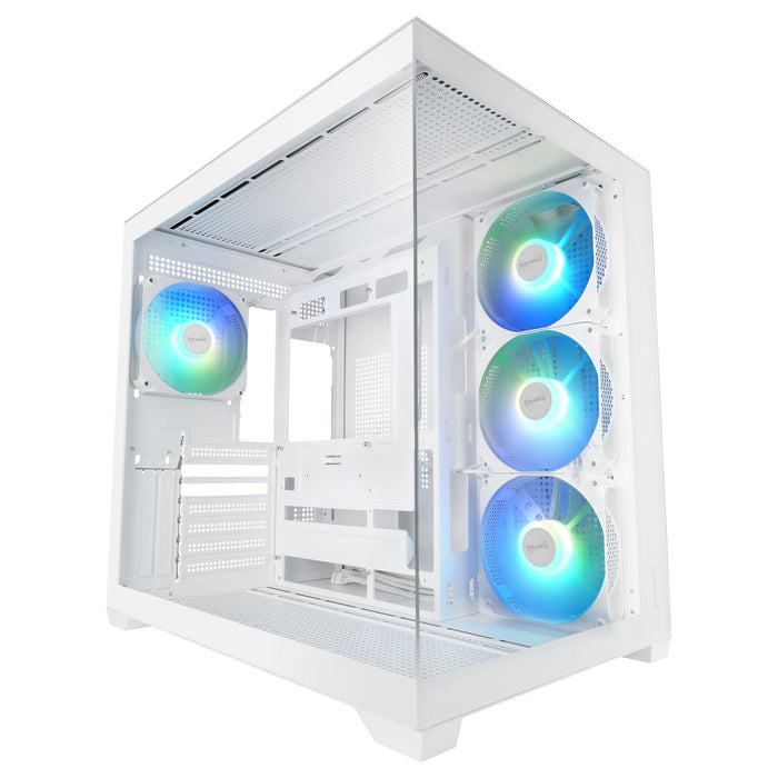 Caja Pc  Atx Mars Gaming Mcv5w Cristal Templado Panoramico Argb Gpu 416mm Blanco