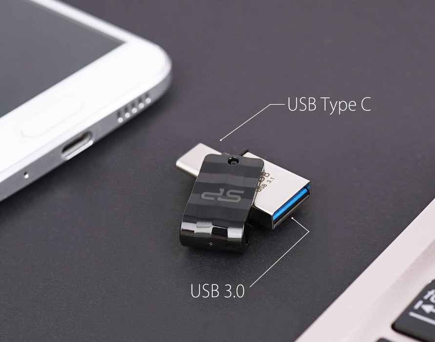EAN 4712702655957 - Silicon Power Mobile C31 unidad flash USB 64 GB USB Type-A / USB Type-C 3.2 Gen 1 (3.1 Gen 1) Negro, Plat imagen 9