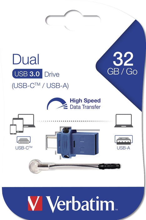 EAN 0023942499664 - Verbatim 49966 unidad flash USB USB Type-A / USB Type-C 3.2 Gen 1 (3.1 Gen 1) Negro, Azul, Plata imagen 5
