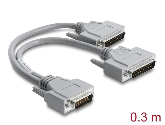 Delock Adapter Y Cable Serie Rs-232 Lfh D-Sub Hd 60 Pin Conector Macho A 2 X D-Sub 25 Conector Macho 0,3 M Gris