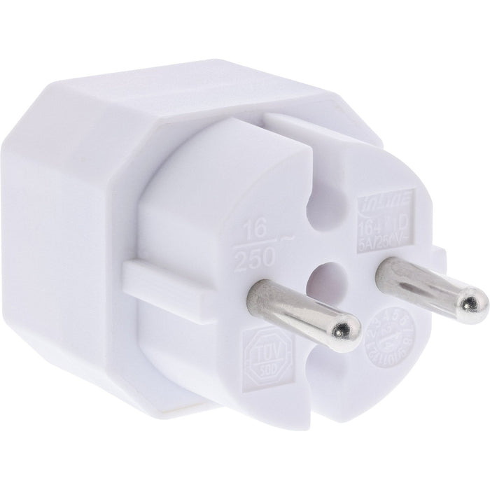 Inline® Power Adapter, Earthing Contact Plug A 2x Euro Socket, White
