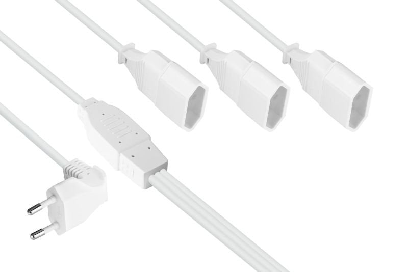 Kabelmeister Euro-Cable Alargador Con 3 Conectores Hembra, 0,2m