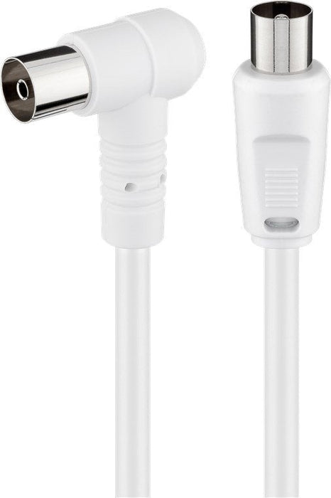 Antenna Connection Cable, Angled, 100% Shielded, White, 1.5