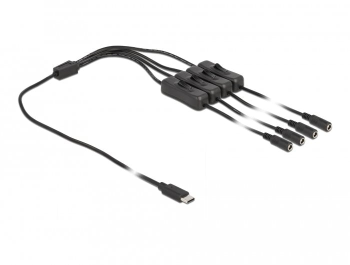 Delock Cable Usb Type-C Macho A 4 X Dc 5,5 X 2,1 Mm Hembra Con Interruptor 1 M