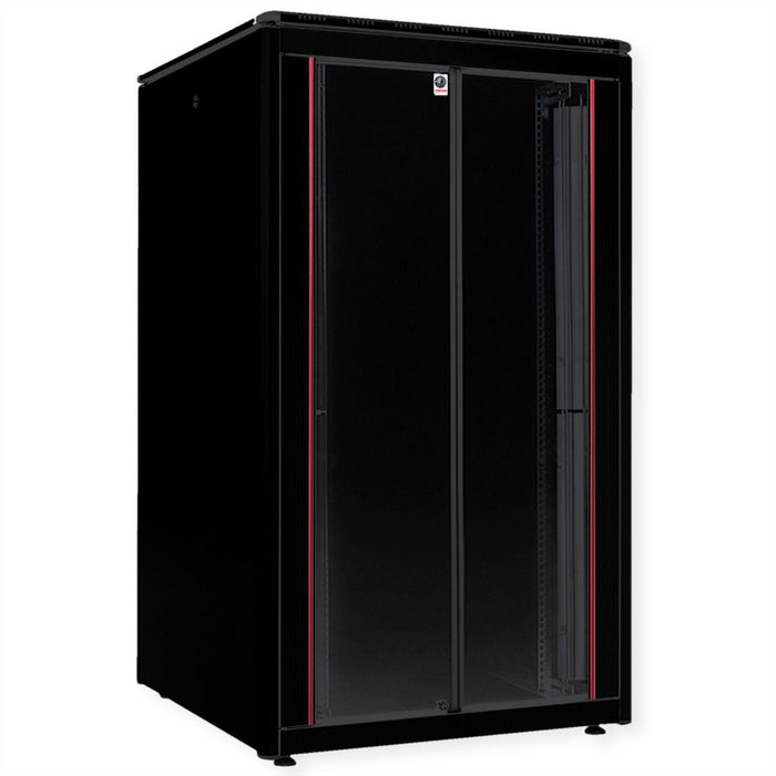 Roline 19-Zoll Netzwerkschrank Pro 26 He, 800x800 Bxt Glastr Schwarz