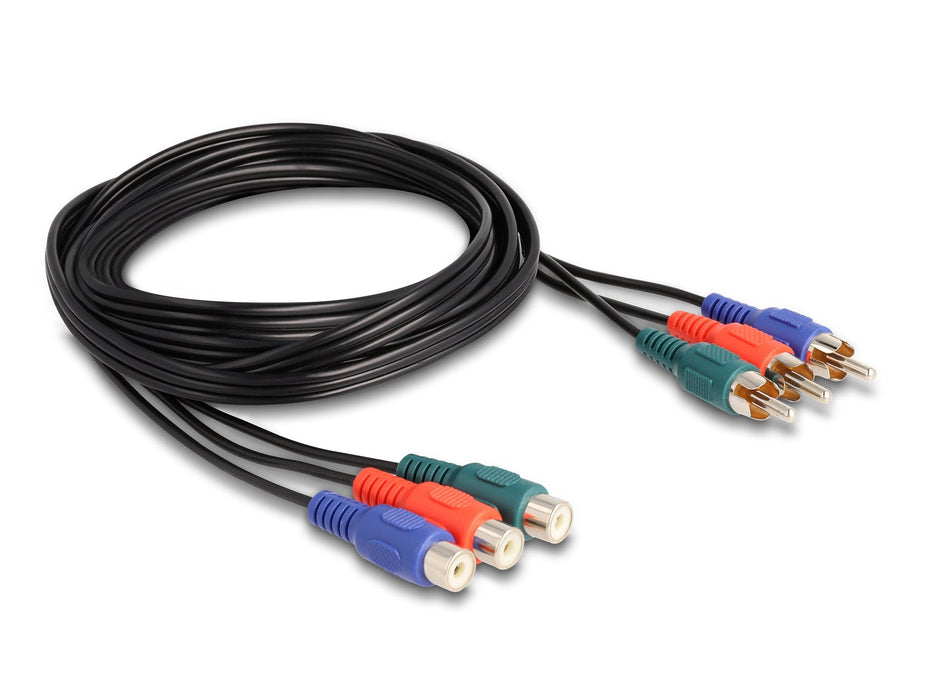 Delock 85390 Cable De Extensión Rca Rgb De 3 X Machos A 3 X Hembras, 1 M