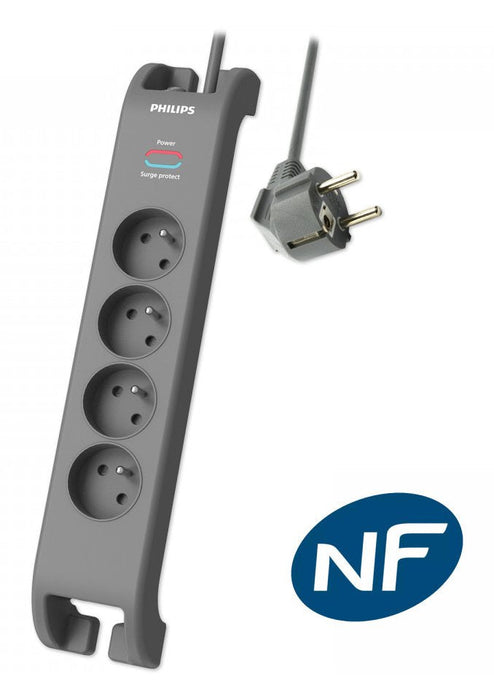 Philips Multiplug Sp 4-Socket 2m Grey