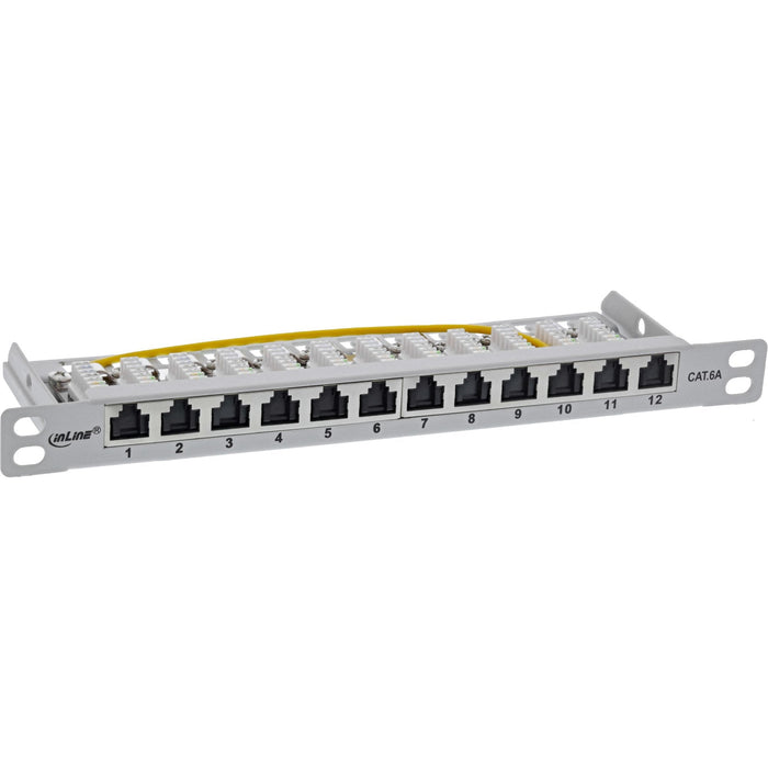 Inline® 10" Patch Panel Cat.6a 0.5u 12-Port, With Dust Projoection, Gris