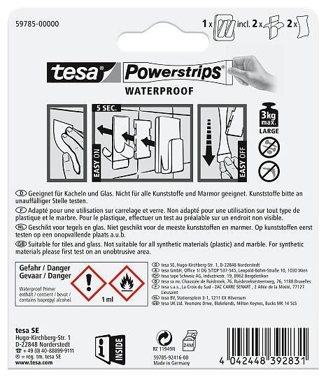 EAN 4042448392831 - TESA 59785-00000 gancho para almacenamiento Interior Gancho toallero Acero inoxidable, Blanco 1 pieza(s) imagen 3