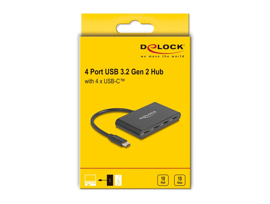 Hub Delock Usb 3.2 Gen 2 Usb Type-C Mit 4 X Usb Type-C Buchse - 10 Gbps