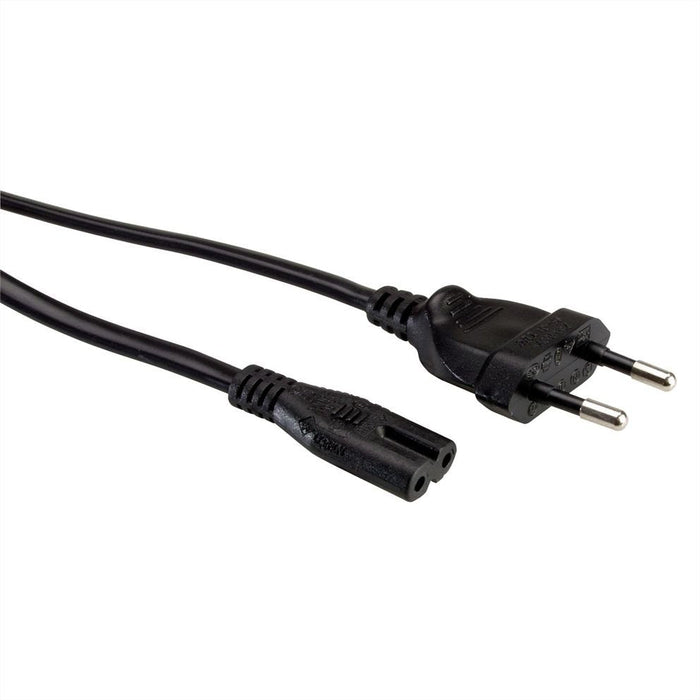 Value Netzcable Euro-Flachstecker Auf C7, 2polig, Schwarz, 1 M
