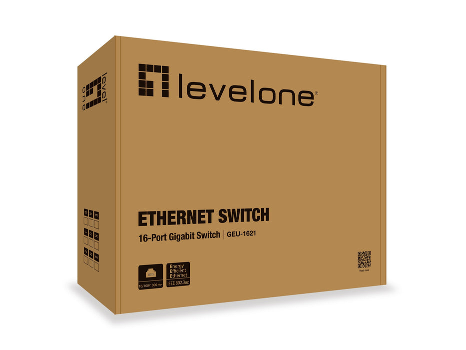 Level One Switch No Gestion 16p 10/100/1000 Mini Con Kit Montaje Rack 19