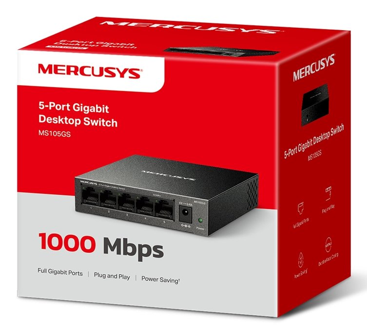 EAN 6957939001315 - Mercusys MS105GS switch No administrado Gigabit Ethernet (10/100/1000) Negro imagen 4