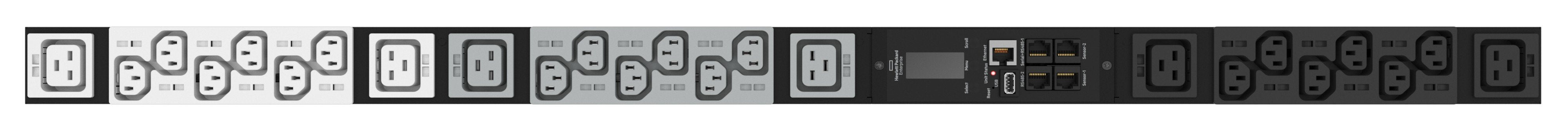 EAN 0190017167299 - HPE G2 Metered 3Ph 17.3kVA/60309 60A 4-wire 48A/208V Outlets (18) C13 (6) C19/Vertical NA/JP PDU unidad d imagen 1