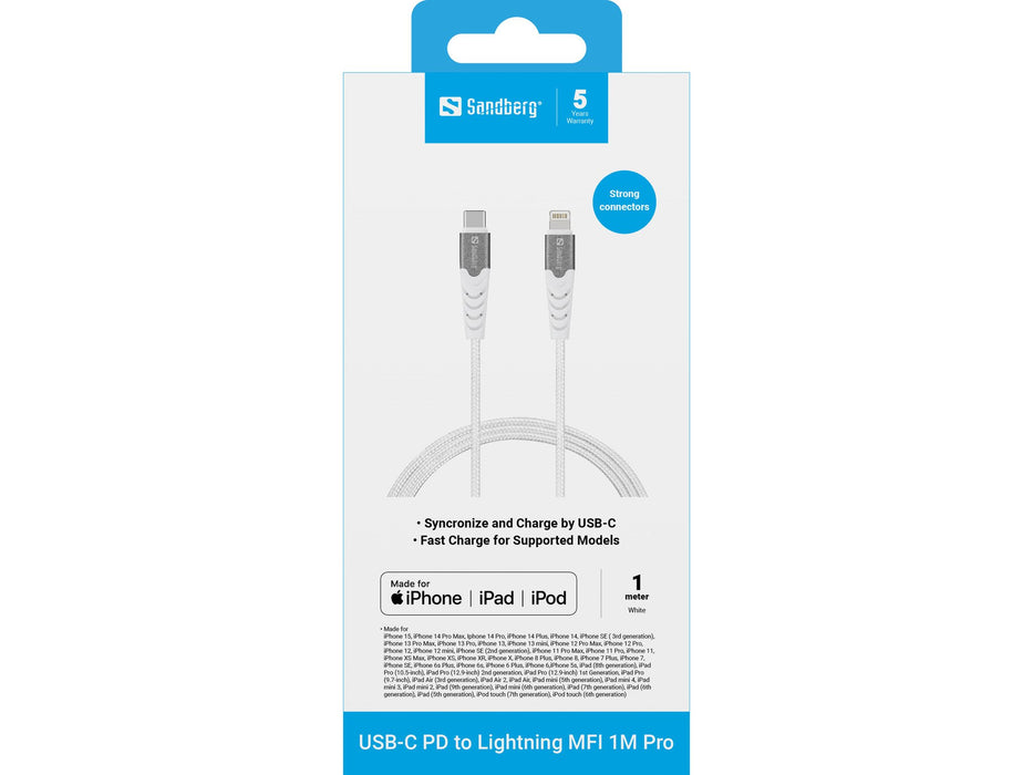 EAN 5705730136252 - Sandberg 136-25 cable de conector Lightning Blanco imagen 2
