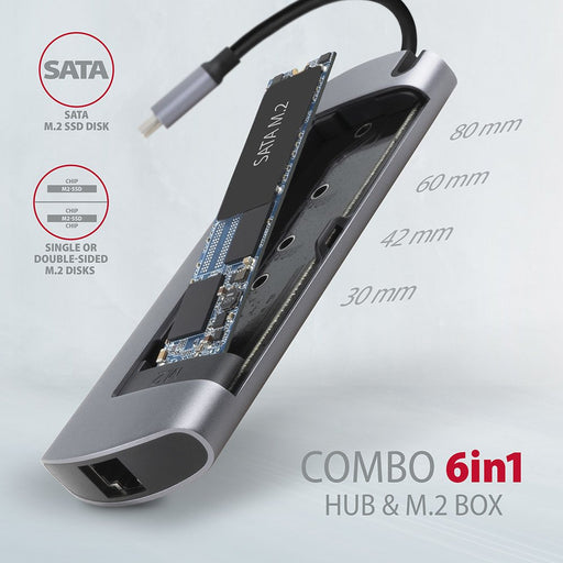EAN 8595247905796 - Axagon HMC-6M2 base para portátil y replicador de puertos Alámbrico USB 3.2 Gen 1 (3.1 Gen 1) Type-C Alum imagen 2