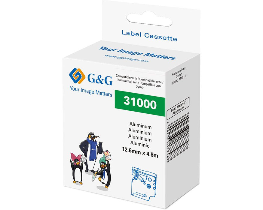 G&G Aluminium Cinta De Relieve Compatible Con Dymo Rhino 31000