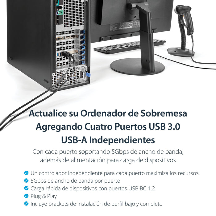 Startech Tarjeta Pci Express 4 Puertos Usb 3.0 Uasp 2 Canales De 5gbps Pexusb3s44v
