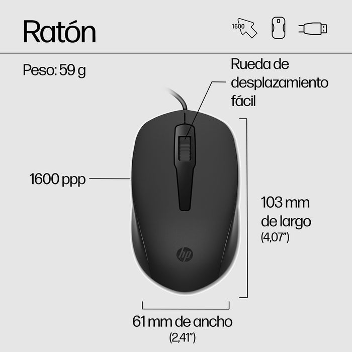 EAN 0196786788109 - HP 150 Wired Mouse and Keyboard Combination teclado Ratón incluido USB Negro imagen 3