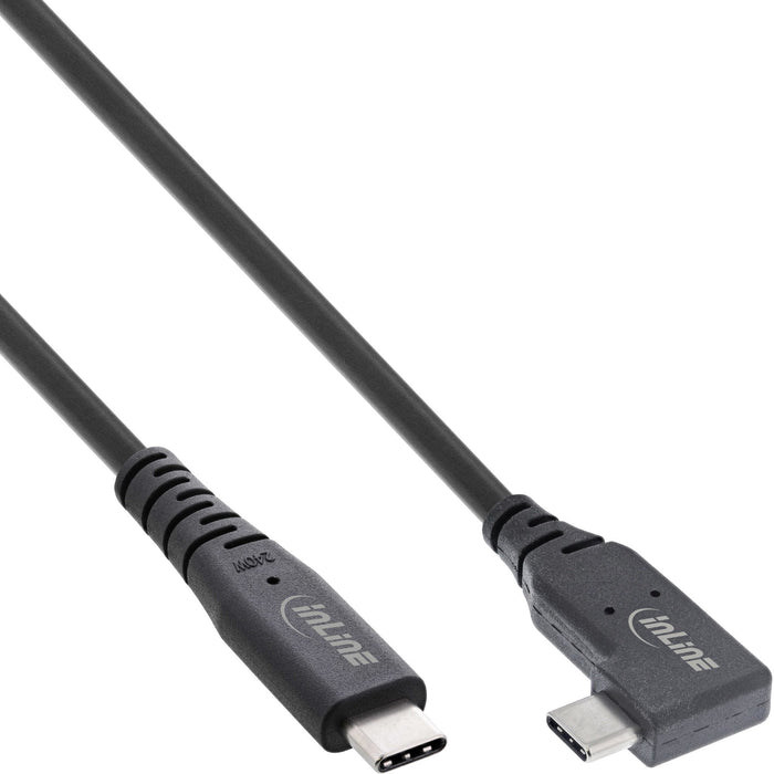 Inline Usb4 Cable, Usb Type-C, One Side Angled, Pd 240w, 8k60hz, Tpe Black, 0.5m