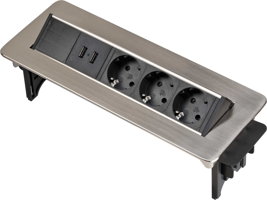 EAN 4007123656660 - Brennenstuhl 1396200113 base múltiple 2 m 3 salidas AC Interior Negro, Acero inoxidable imagen 1