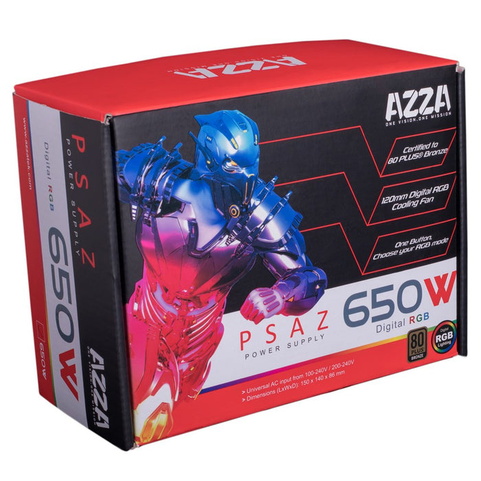 EAN 4712839557254 - Azza PSAZ-650W(ARGB) unidad de fuente de alimentación 20+4 pin ATX ATX Negro imagen 4