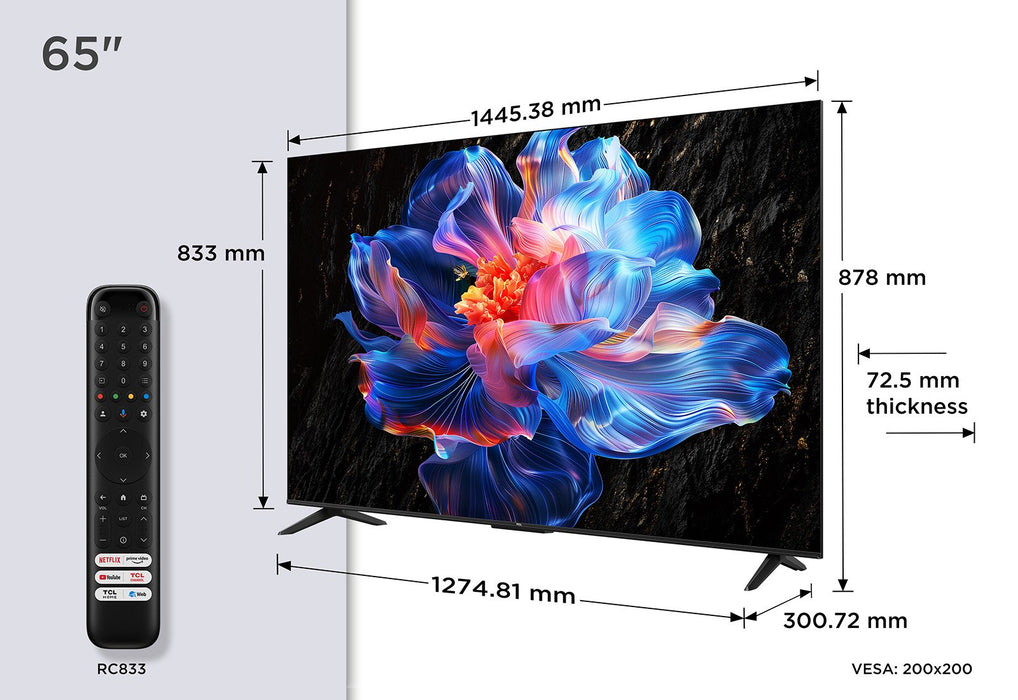 Tcl 65v6c (163.9 Cm (65 Zoll), Negro, Ultrahd/4k, Triple Tuner, Aipq-Prozessor) 65v6c