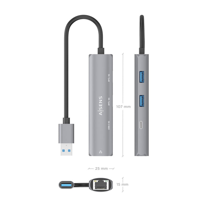 EAN 8435739903971 - AISENS ASUC-4P035-GR base para portátil y replicador de puertos Alámbrico USB 3.2 Gen 1 (3.1 Gen 1) Type- imagen 4