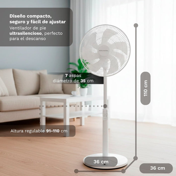 Ventilador De Pie Grunkel Fs-14t 25w 7 Aspas 35cm 12 Velocidades