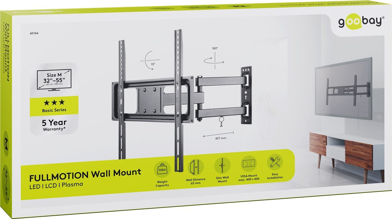 EAN 4040849497445 - Goobay 49744 soporte para TV 139,7 cm (55") Negro imagen 16