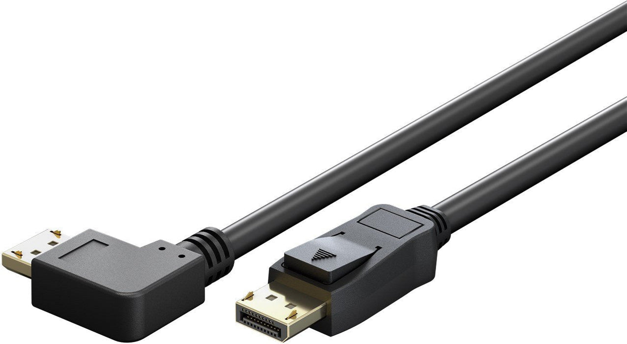 Cable Goobay Displayport Stecker 90° > Displayport Stecker, 8k / 144hz (Negro, 3 Meter, 1 Stecker 90° Seitlich Abgewinkelt, 54 Gbit/S, Displayport 2.0 / 2.1) 77054