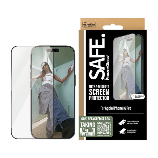 EAN 5715685010675 - PanzerGlass SAFE. by ® Screen Protection w. Black Frame iPhone 16 Pro | Ultra-Wide Fit Protector de panta imagen 2